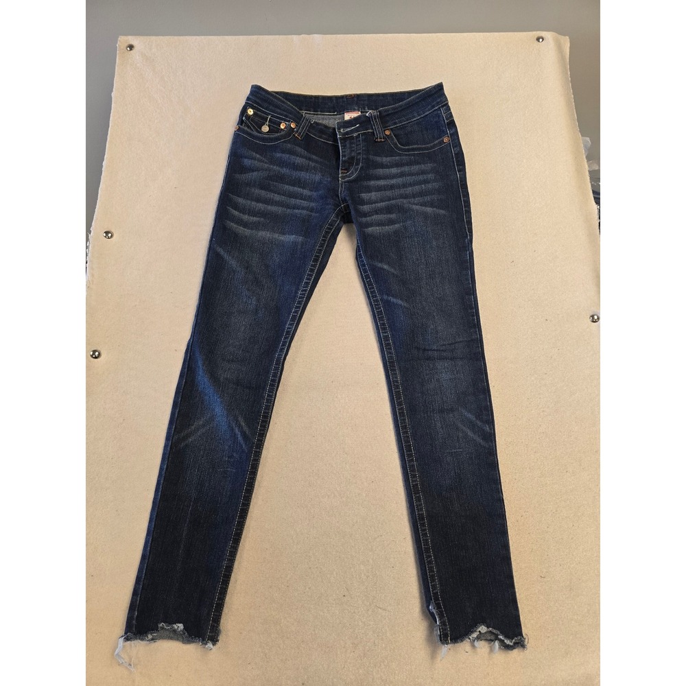 True Religion Joey Dark Wash Slim Jeans Raw Step Hem Made in USA Size 31